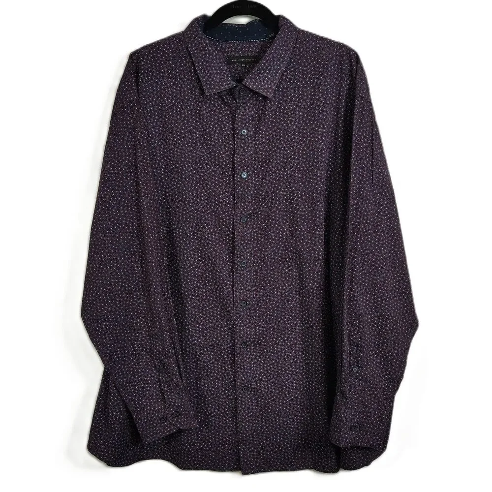TWENTY EIGHT DEGREES Cotton Button-Down 2XL Men's Long Sleeve Purple Blue Shirt